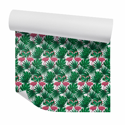 Okleina ścienna Flamingi i liście monstery