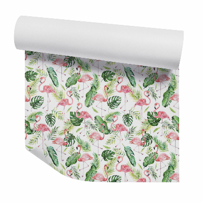 Tapeta Flamingi i liście monstery paproci