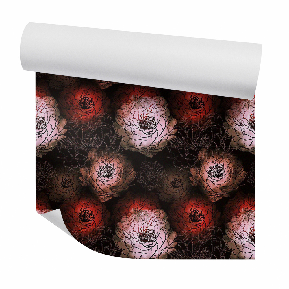 Okleina samoprzylepna na ścianę Róże podświetlone w ciemnych kolorach