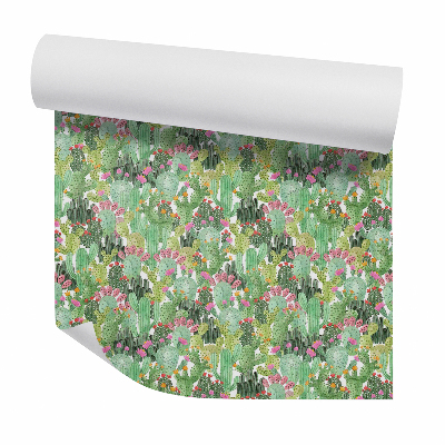 Okleina samoprzylepna na ścianę Kwitnące małe kaktusy gęsty wzór