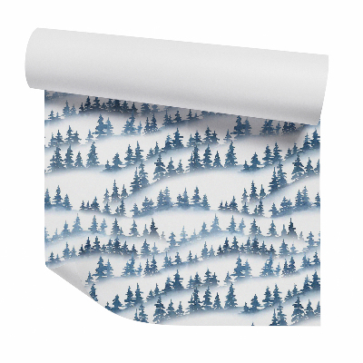 Okleina samoprzylepna na ścianę Drzewa iglaste poranna mgła