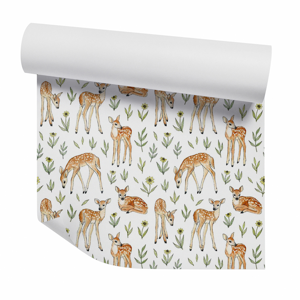 Okleina samoprzylepna na ścianę Młoda sarenka wśród roślin