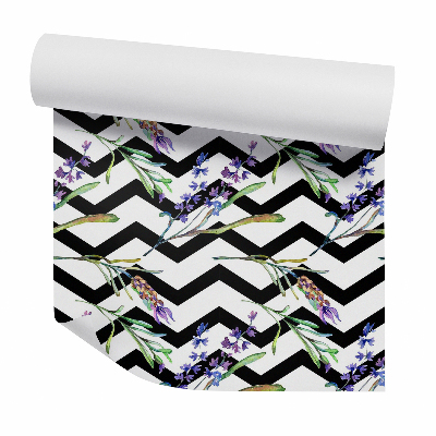 Okleina samoprzylepna na ścianę Kwiecisty wzór czarno-białe tło