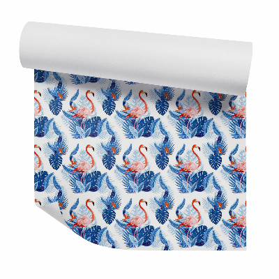 Okleina samoprzylepna na ścianę Flamingi wsród tropikalnej roślinności