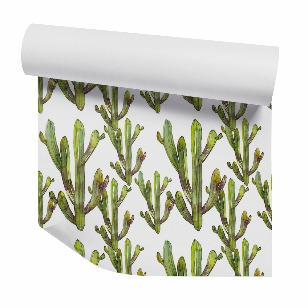 Okleina samoprzylepna na ścianę Kaktusy rysowane na białym tle