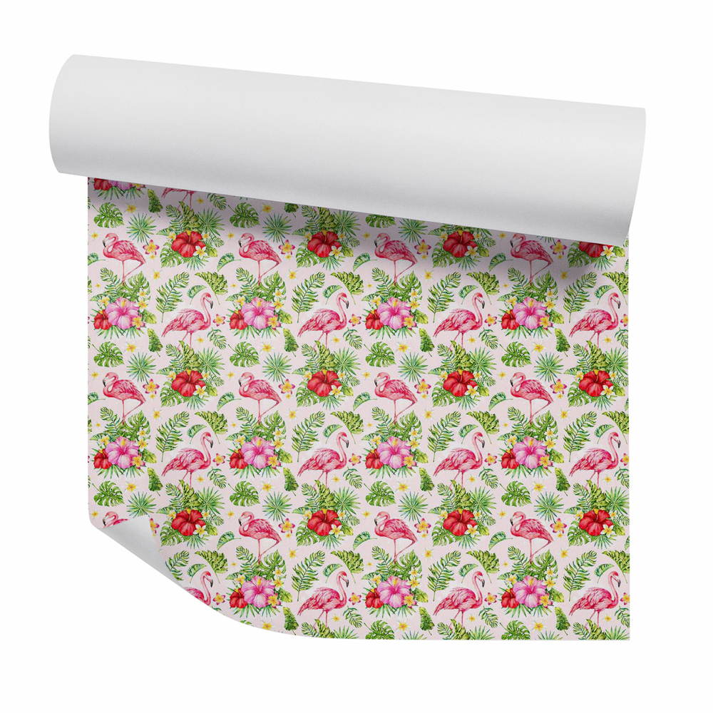 Okleina samoprzylepna na ścianę Flamingi tropikalna roślinność