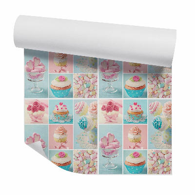 Tapeta Kolorowe słodkości cukierki i babeczki