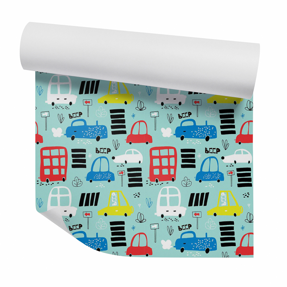 Okleina samoprzylepna na ścianę Samochody kolorwe znaki pasy