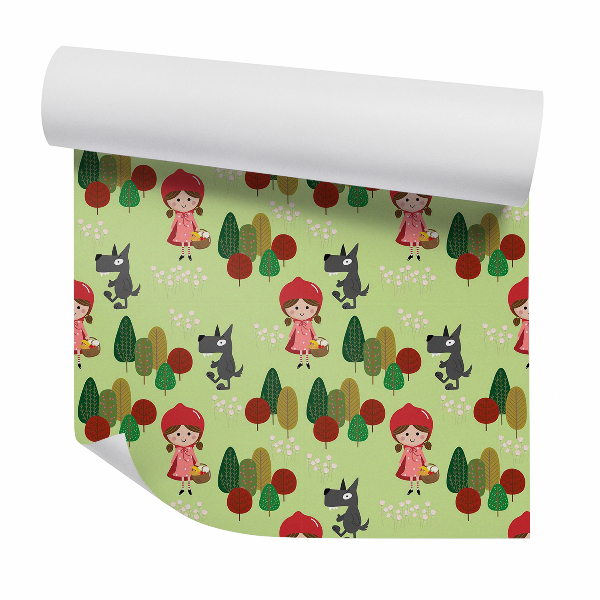 Okleina samoprzylepna na ścianę Czerwony kapturek i wilk las