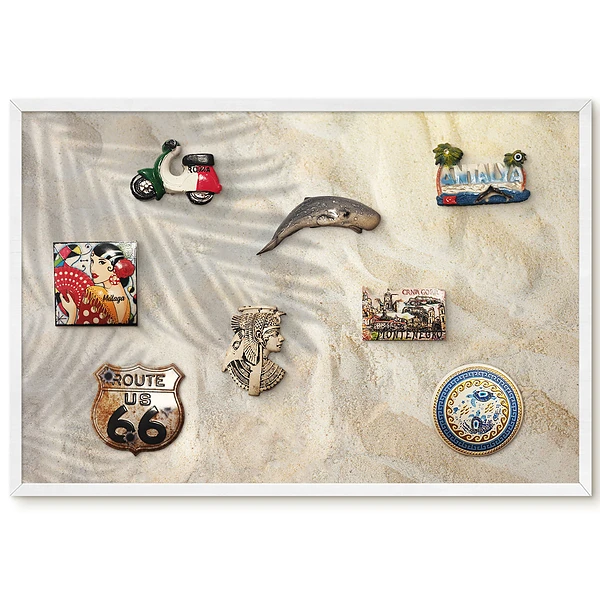 Tablica magnetyczna w białej ramie Cienie palm na piasku