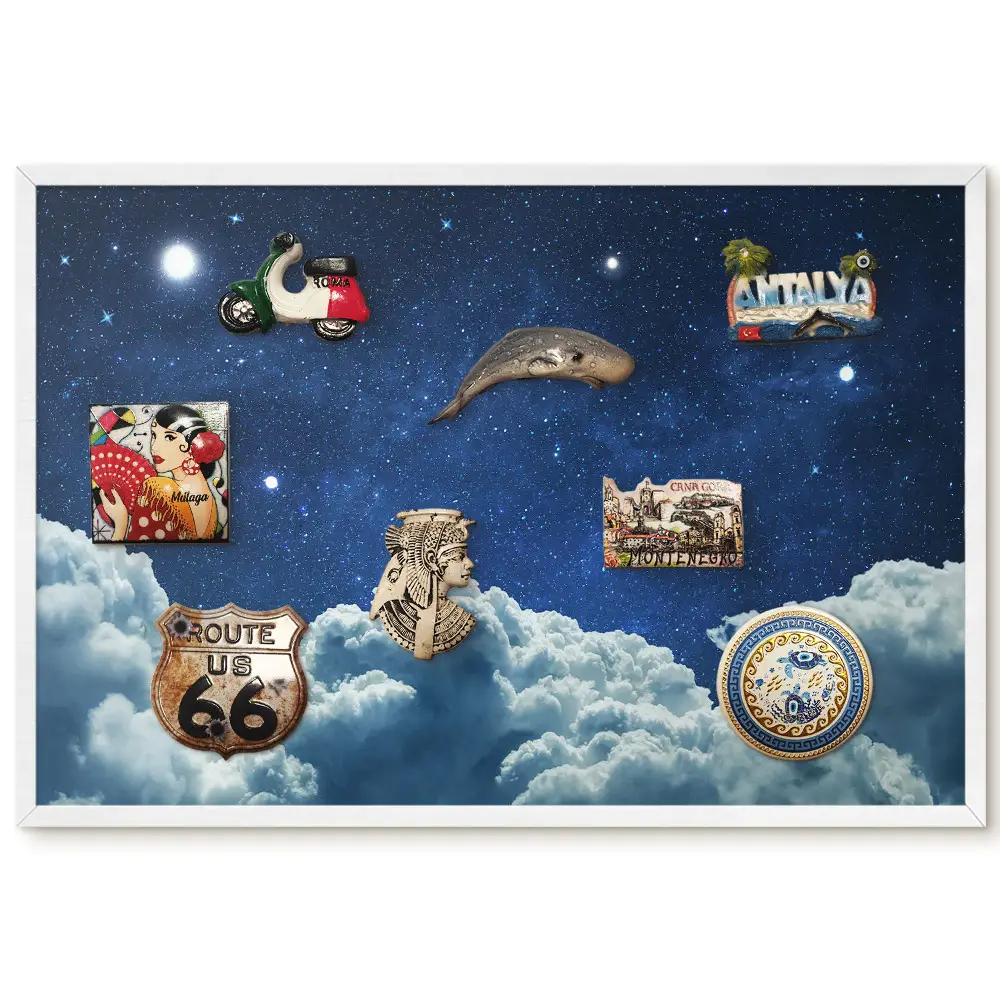 Tablica metalowa magnetyczna Nocne niebo z gwiazdami nad obłokami