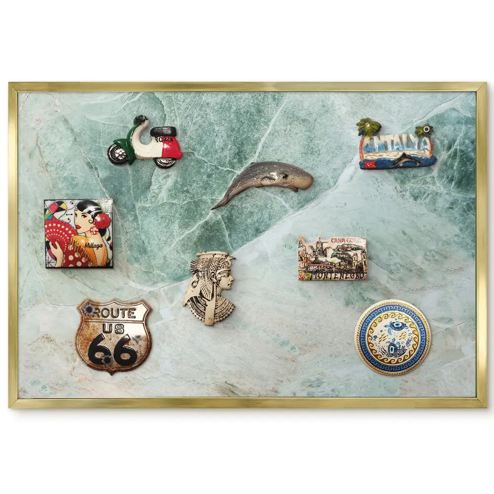 Tablica magnetyczna na magnesy z eleganckim zielono-szarym wzorem inspirowanym naturą