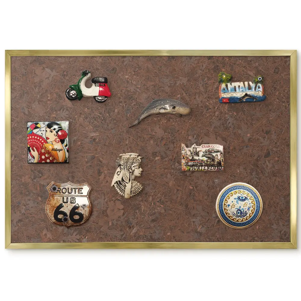 Tablica magnetyczna w złotej ramie z motywem brązowych liści