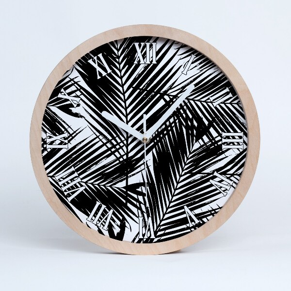 Drewniany zegar Liście palmy