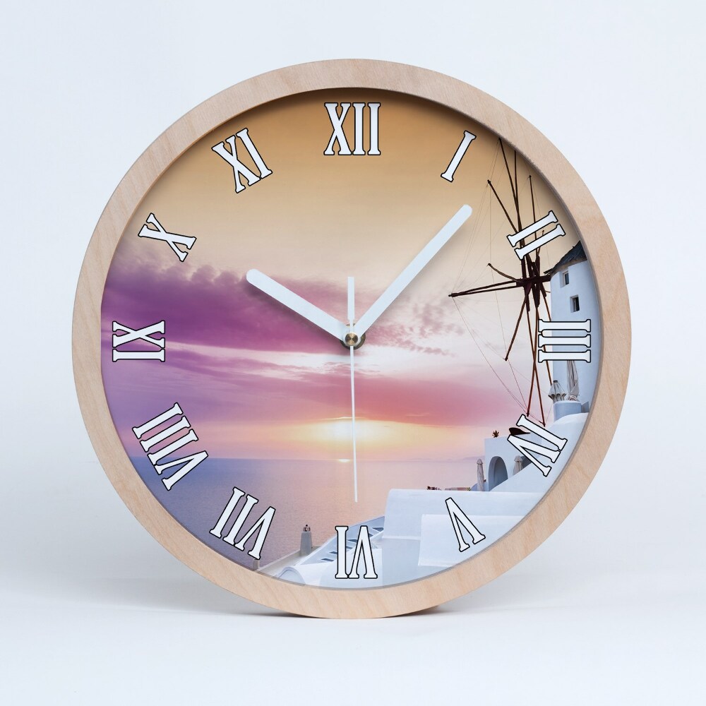 Zegar ścienny okrągły Santorini grecja