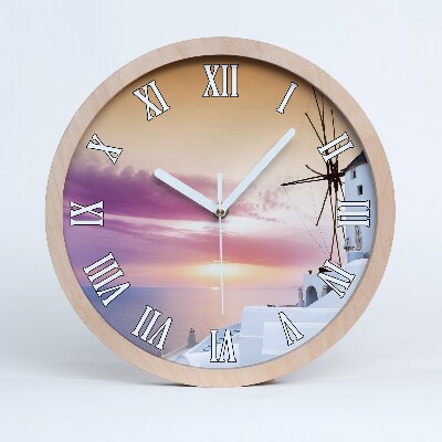 Zegar ścienny okrągły Santorini grecja