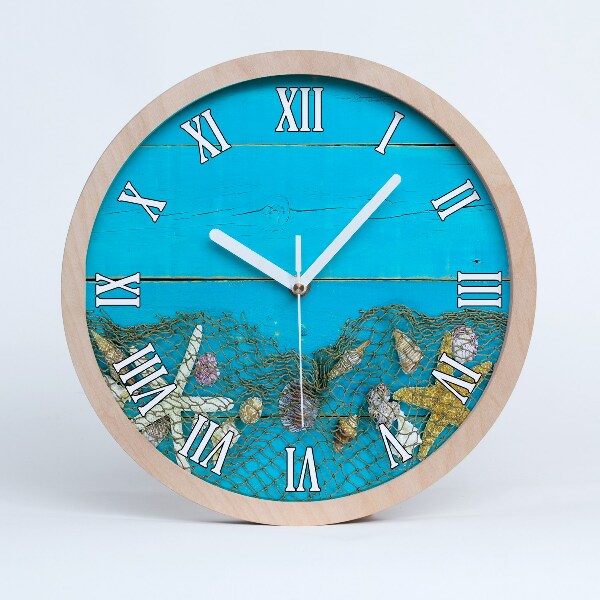 Zegar drewniany Rozgwiazdy i muszle