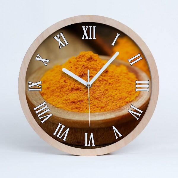 Zegar drewniany Przyprawa kurkuma