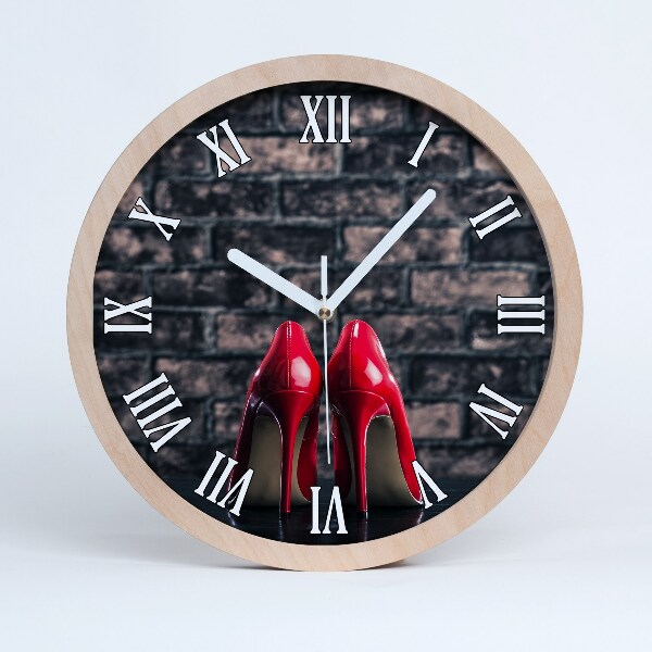 Zegar drewniany Czerwone szpilki