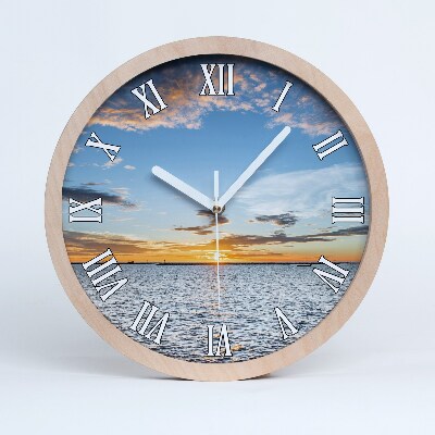 Drewniany zegar Zmierzch nad morzem