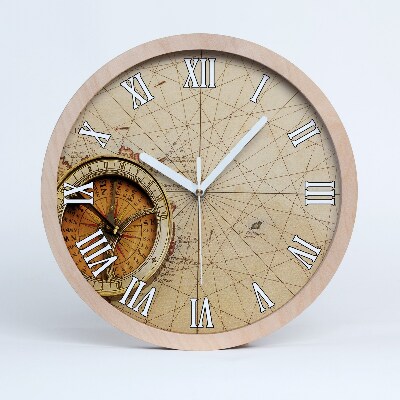 Nowoczesny zegar ścienny Kompas na mapie