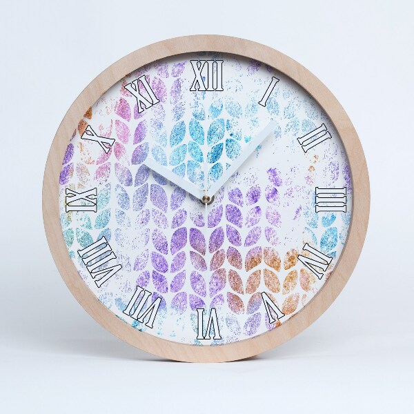 Nowoczesny zegar ścienny Kolorowe listki