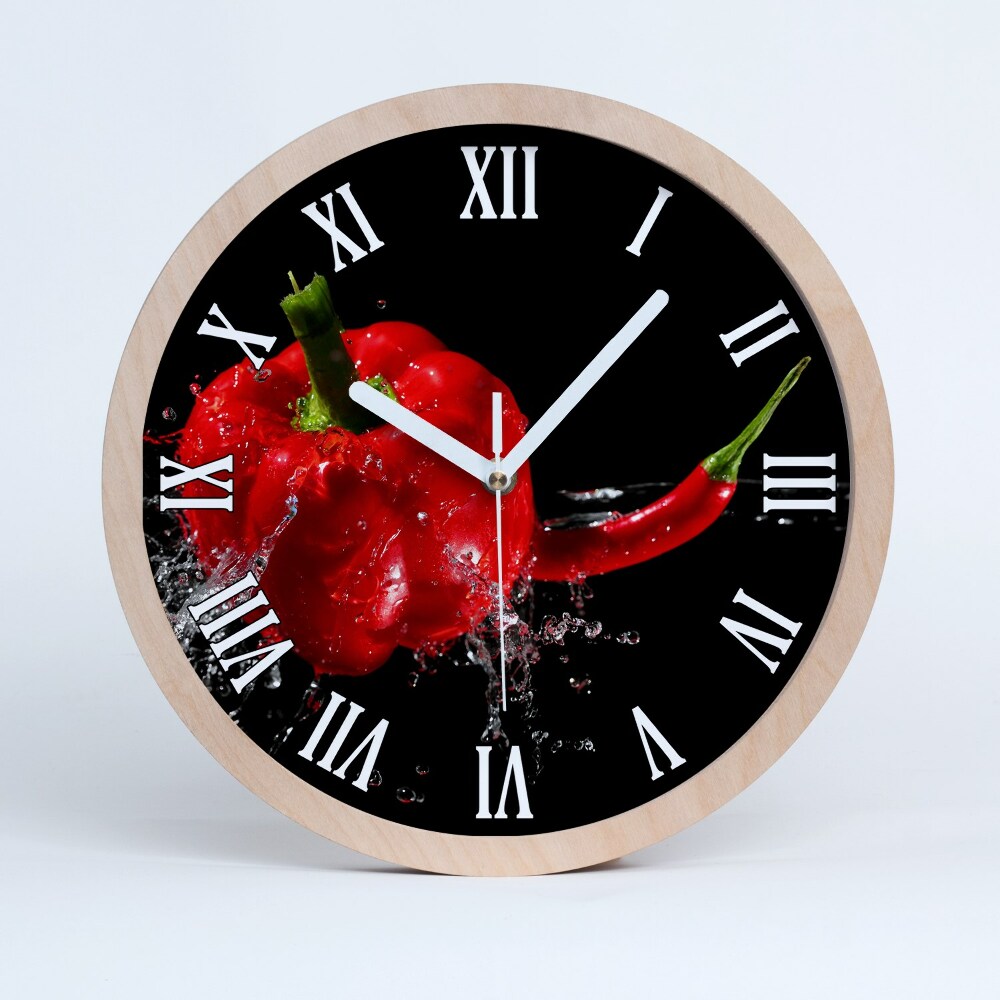 Nowoczesny zegar ścienny Czerwone papryki