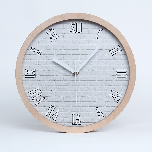 Drewniany zegar Ceglana ściana