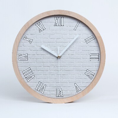 Drewniany zegar Ceglana ściana