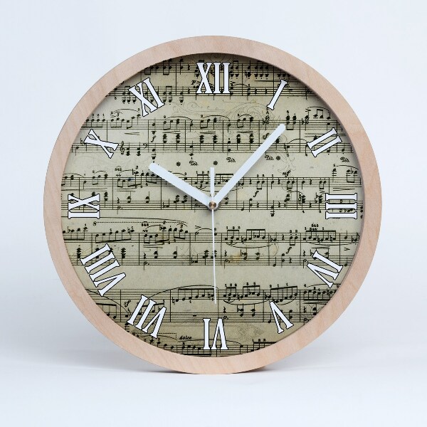 Nowoczesny zegar ścienny Nuty na pięciolinii