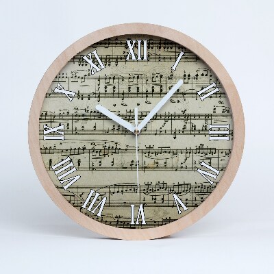 Nowoczesny zegar ścienny Nuty na pięciolinii