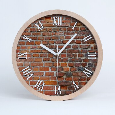 Drewniany zegar Ceglana ściana