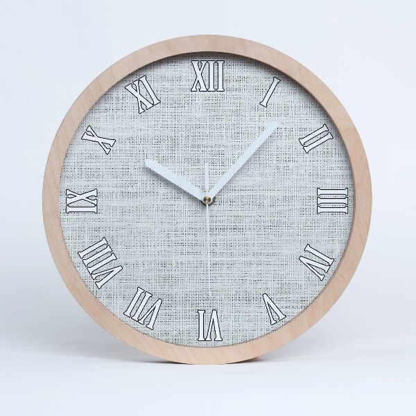 Drewniany zegar Lniane białe płótno