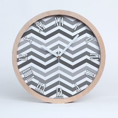 Zegar na ścianę drewniany Szare zygzaki