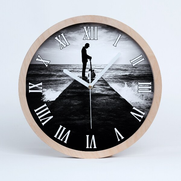 Nowoczesny zegar ścienny Gitarzysta na molo