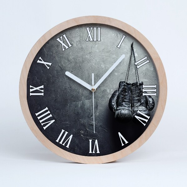 Zegar ścienny drewniany Rękawice bokserskie
