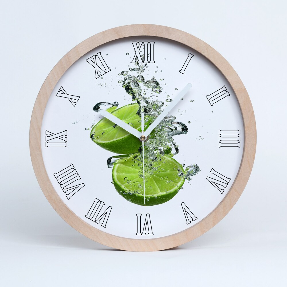Zegar na ścianę drewniany Limonka pod wodą