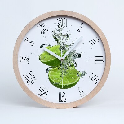 Zegar na ścianę drewniany Limonka pod wodą