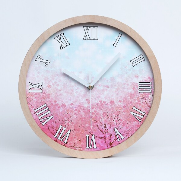 Drewniany zegar Kwiaty wiśni