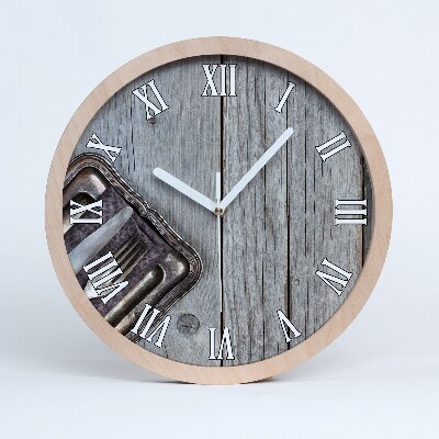 Nowoczesny zegar ścienny Sztućce na deskach