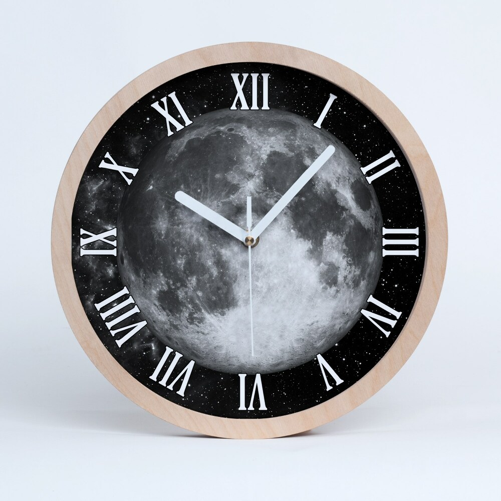 Zegar ścienny drewniany Księżyc