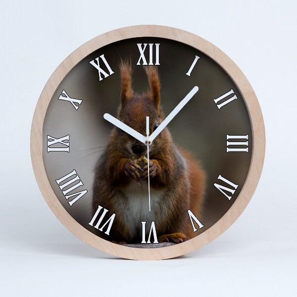 Zegar drewniany wiszący Wiewiórka