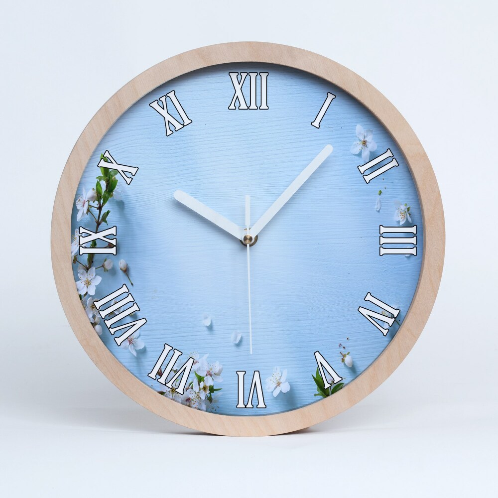 Nowoczesny zegar ścienny Kwiaty wiśni tło