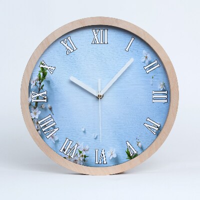 Nowoczesny zegar ścienny Kwiaty wiśni tło