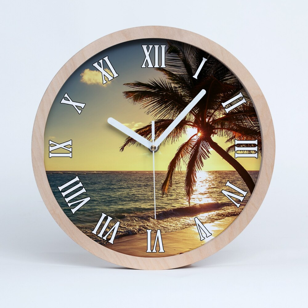 Zegar ścienny drewniany Tropikalna plaża
