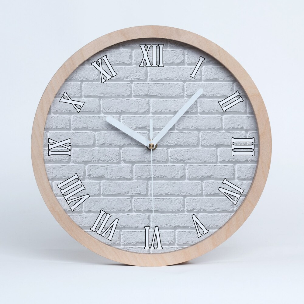 Zegar drewniany wiszący Ceglana ściana