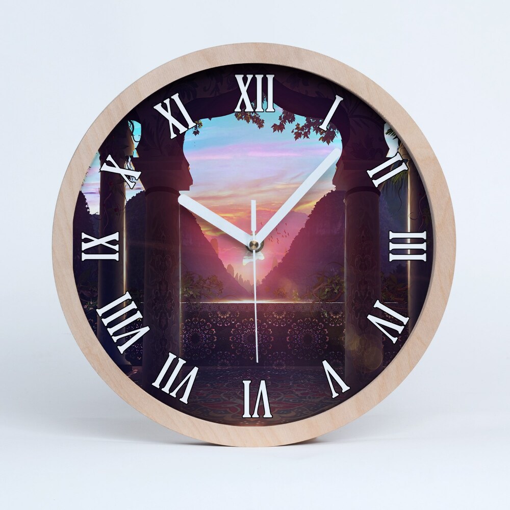 Zegar drewniany wiszący Architektura wschód