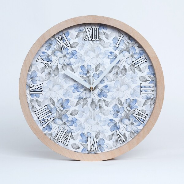 Zegar drewniany Delikatne kwiaty