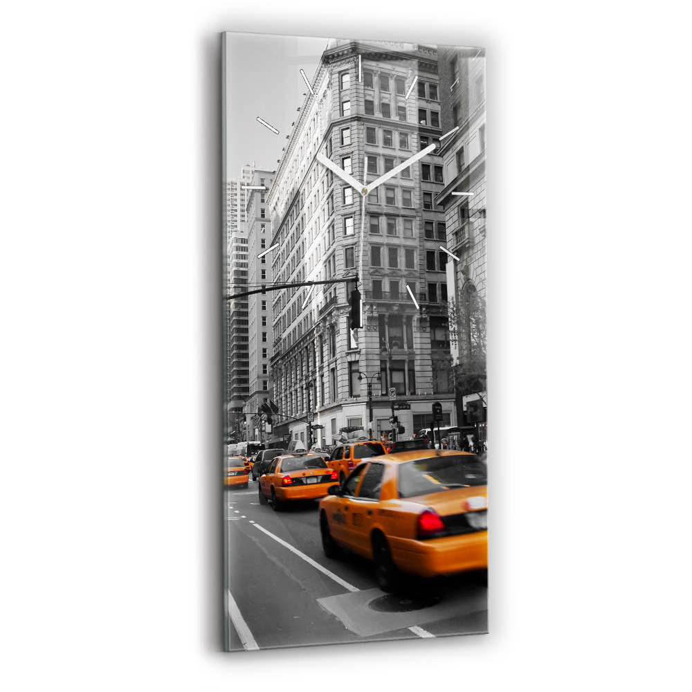 Zegar szklany Manhattan i taksówki