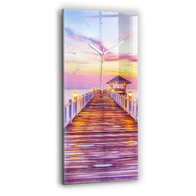 Zegar szklany Most w porcie wieczorem